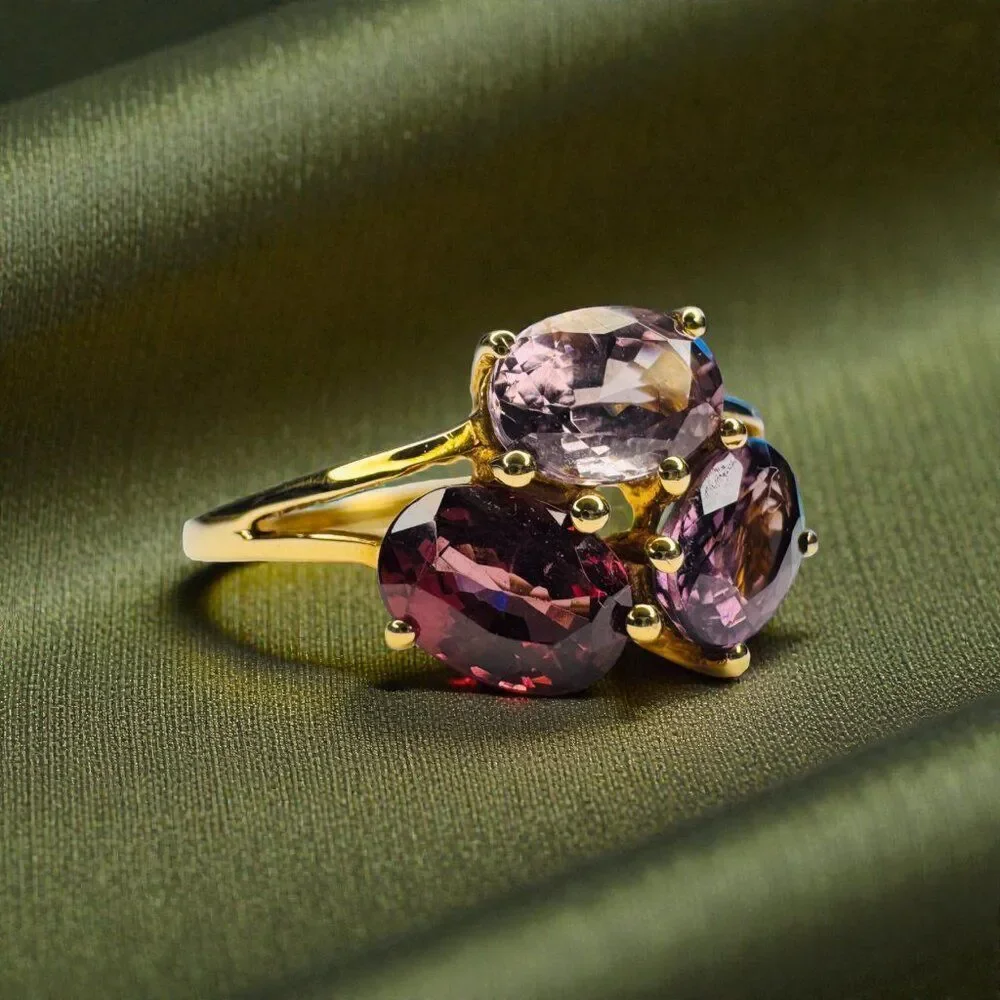 RARE- 10K Gold Natural Indian Garnet Ring -Purple Rhodolite -Size 7.25- 2.5CTTW